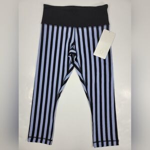 NEW Lululemon Wunder Under Crop Legging Sea Stripe Polar Haze Black Size 4 NWT